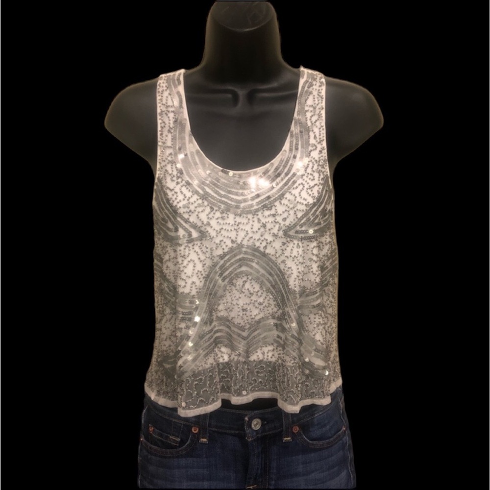 Anthropologie Raga sequined and beaded top